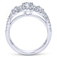 14K White Gold Round Three Stone Halo Diamond Engagement Ring