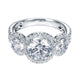 Platinum Round Three Stone Halo Diamond Engagement Ring