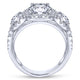 14K White Gold Round Three Stone Halo Diamond Engagement Ring