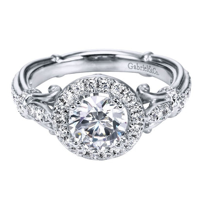 Platinum Round Halo Diamond Engagement Ring