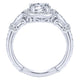 Art Deco 18K White Gold Round Halo Diamond Engagement Ring