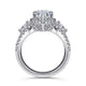 14K White Gold Pear Shape Three Stone Halo Diamond Engagement Ring
