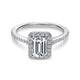 14K White Gold Emerald Halo Diamond Engagement Ring