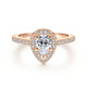 14K Rose Gold Pear Shape Halo Diamond Engagement Ring