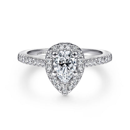 Platinum Pear Shape Halo Diamond Engagement Ring