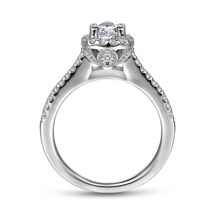 Platinum Pear Shape Halo Diamond Engagement Ring