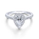 18K White Gold Pear Shape Halo Diamond Engagement Ring