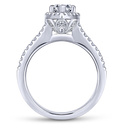 18K White Gold Pear Shape Halo Diamond Engagement Ring