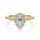 14K Yellow Gold Pear Shape Halo Diamond Engagement Ring