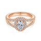 14K Rose Gold Oval Halo Diamond Engagement Ring