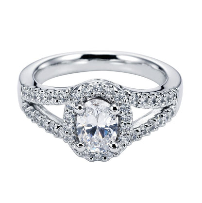 Platinum Oval Halo Diamond Engagement Ring