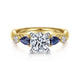 14K White-Yellow Gold Round Five Stone Sapphire and Diamond Engagement Ring