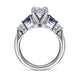 Platinum Round Five Stone Sapphire and Diamond Engagement Ring