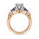 14K White-Rose Gold Round Five Stone Sapphire and Diamond Engagement Ring
