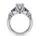 18K White Gold Round Five Stone Sapphire and Diamond Engagement Ring