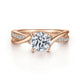 14K Rose Gold Twisted Round Diamond Engagement Ring