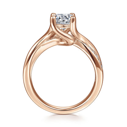 14K Rose Gold Twisted Round Diamond Engagement Ring