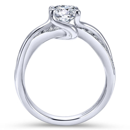 18K White Gold Round Bypass Diamond Engagement Ring