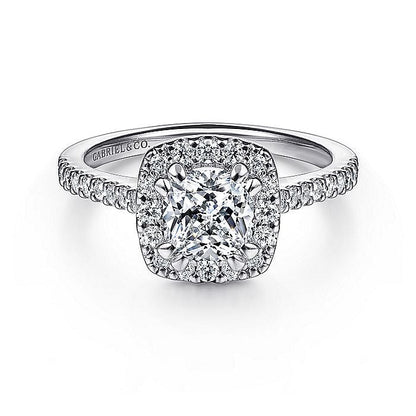 Gabriel & Co. ER6419C4W44JJ 14K White Gold Cushion Halo Diamond Engagement Ring