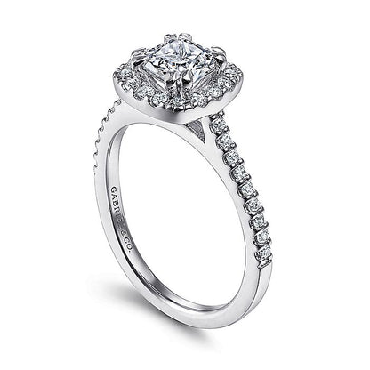 Gabriel & Co. ER6419C4W44JJ 14K White Gold Cushion Halo Diamond Engagement Ring