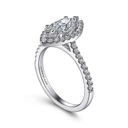 Gabriel & Co. ER6419M4W44JJ 14K White Gold Marquise Halo Diamond Engagement Ring