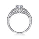 Unique 14K White Gold Vintage Inspired Halo Diamond Engagement Ring