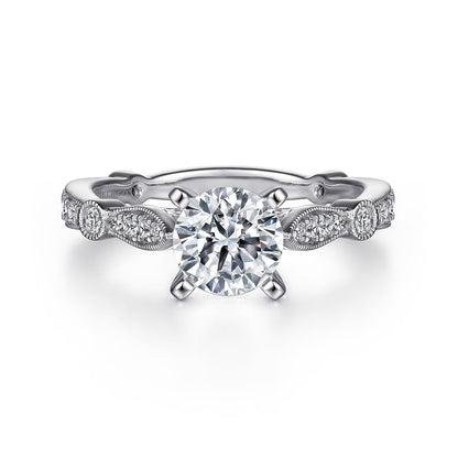 14K White Gold Round Diamond Engagement Ring
