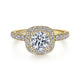 Gabriel & Co. ER6872Y44JJ 14K Yellow Gold Cushion Halo Round Diamond Engagement Ring
