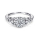 14K White Gold Round Three Stone Halo Diamond Engagement Ring
