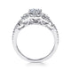 14K White Gold Round Three Stone Halo Diamond Engagement Ring