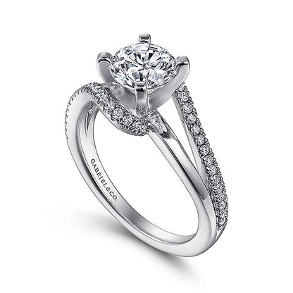 Gabriel & Co. ER6974W44JJ 14K White Gold Round Bypass Diamond Engagement Ring