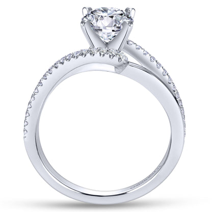 18K White Gold Round Bypass Diamond Engagement Ring