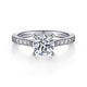 Vintage Inspired 14K White Gold Round Solitaire Engagement Ring