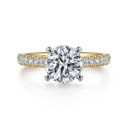 Gabriel & Co. ER7225R8M44JJ 14K White-Yellow Gold Round Diamond Engagement Ring