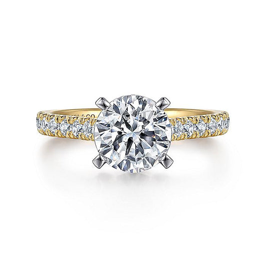 Gabriel & Co. ER7225R8M44JJ 14K White-Yellow Gold Round Diamond Engagement Ring