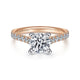 14K White-Rose Gold Round Diamond Engagement Ring