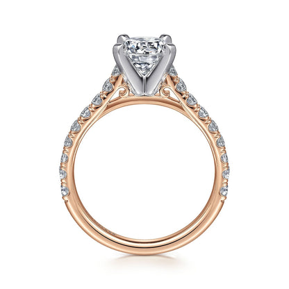 14K White-Rose Gold Round Diamond Engagement Ring