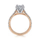14K White-Rose Gold Round Diamond Engagement Ring