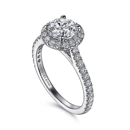 Gabriel & Co. ER7259W44JJ 14K White Gold Round Halo Diamond Engagement Ring