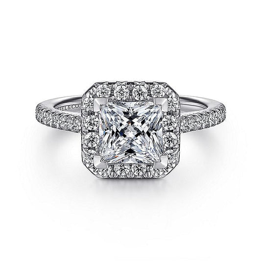 Gabriel & Co. ER7266W44JJ 14K White Gold Princess Halo Diamond Engagement Ring