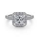 Gabriel & Co. ER7266W44JJ 14K White Gold Princess Halo Diamond Engagement Ring