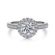 Vintage Inspired 14K White Gold Round Halo Diamond Engagement Ring