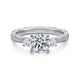Vintage Inspired 14K White Gold Round Three Stone Diamond Engagement Ring