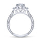 Vintage Inspired 14K White Gold Round Three Stone Diamond Engagement Ring