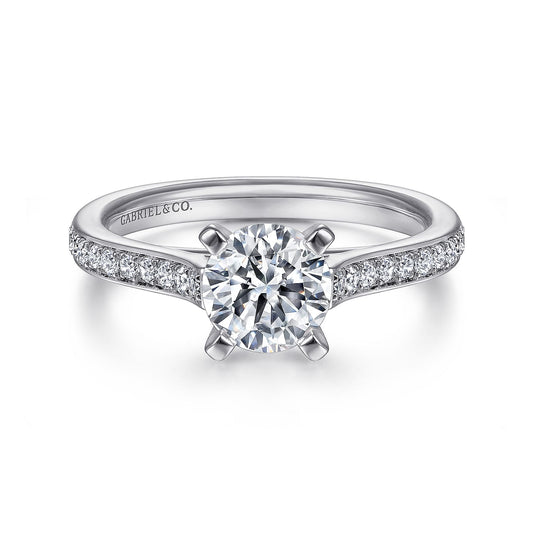 14K White Gold Round Diamond Engagement Ring