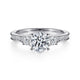 14K White Gold Round Three Stone Diamond Channel Set Engagement Ring