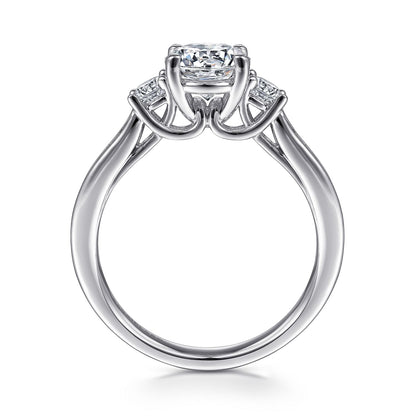 14K White Gold Round Three Stone Diamond Channel Set Engagement Ring