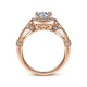 Vintage Inspired 14K Rose Gold Cushion Halo Round Diamond Engagement Ring