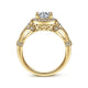Vintage Inspired 14K Yellow Gold Cushion Halo Round Diamond Engagement Ring