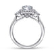 14K White Gold Round Three Stone Halo Diamond Engagement Ring